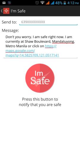 sending Im Safe SMS